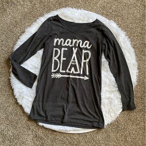 Mama Bear Maternity Top Stretchy Sides Gray Long Sleeves Small